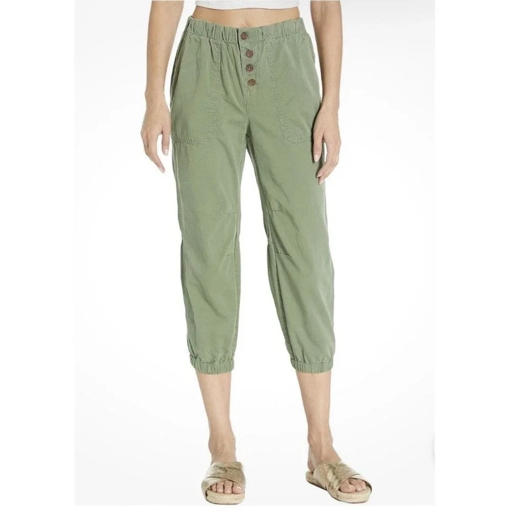 Free People Size Medium Green Cadet‎ Pull-On Jogger Pants Utility Boho